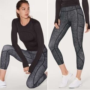 Lululemon Tight Stuff Tight II Luminesce Splatter White Black Size 6